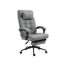 Office Chair with Footrest Ergonomic Office Chair with Armrests Lumber Support and Headrest Light Grey