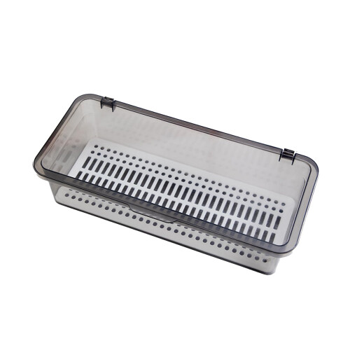 Silverware Organizer with Dustproof Lid, Stackable Cutlery Tray with Drainage Holes, 3 Pack