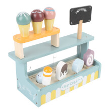 Holz-Eisdielen-Spielset für Kinder, Buchenholz, 26,5x11,5 cm