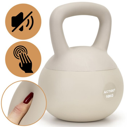 Kettlebell - SPRINGOS - 10 Kg - Macio - Ergonômico - Bege 1
