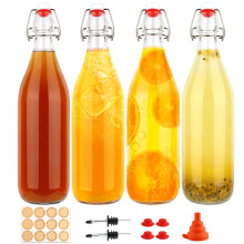 1 Liter Swing  Glass Bottles 4 Pack Flip  Leakproof Airtight for Home Brewing Kombucha Beer