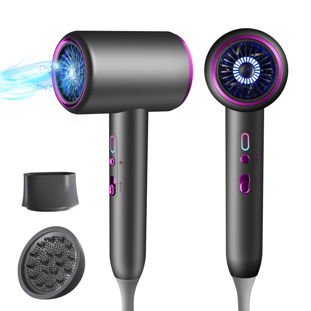 1875W Ionic Hair Dryer with Diffuser, Fast Drying, Lightweight Quiet Blow Dryer for Travel