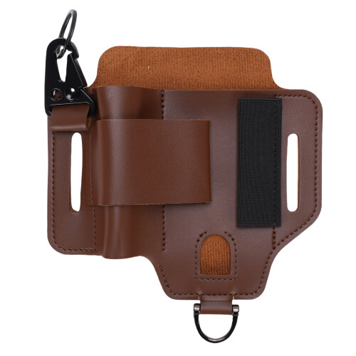 Brown PU Leather Multitool Sheath, Portable Organizer for Camping Outdoor 2