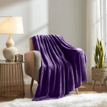 (Purple Fleece, Double) Faux Fur Fleece Blanket Large Sofa Bed Warm Throw