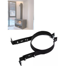 Adjustable Stainless Steel Chimney Support Bracket, HeatResistant Flue Clamp for Wall Mount 9.1in Black