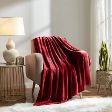 (Red Fleece, Double) Faux Fur Fleece Blanket Large Sofa Bed Warm Throw