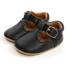 Baby Leather Sandals Black 13cm Toddler Anti-Slip Soft Light Shoes