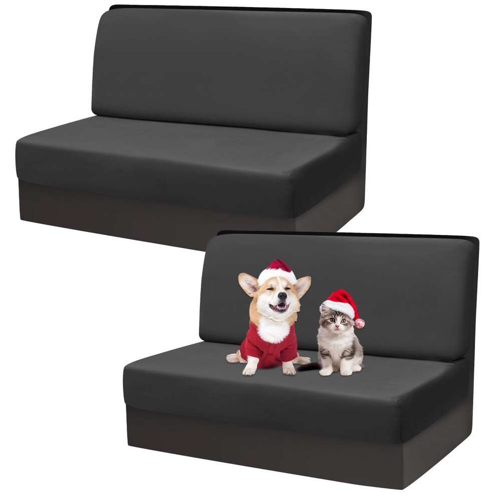 Rv Dinette Seat Covers Velvet, Stretch Fit Camper Cushion Covers For Travel Trailer Bench And Backrest Black 9187378088388
