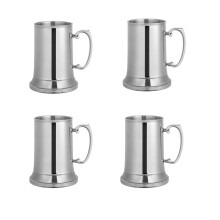 4 Pcs 13.53oz 304 Stainless Steel Beer Mug Set, Double Wall Insulated Stein with Large Handle