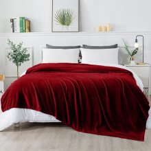 (Red Fleece, King) Faux Fur Fleece Blanket Large Sofa Bed Warm Throw