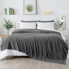 (Grey Fleece, King) Faux Fur Fleece Blanket Large Sofa Bed Warm Throw