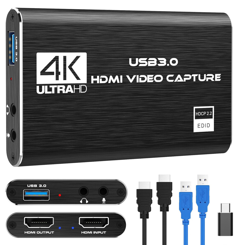 Hdmi Capture Card 1080P 60Fps With Zerolag Loop Out, Usb 3.0 Video Capture For Ps5/Camera/Obs 9187378089606