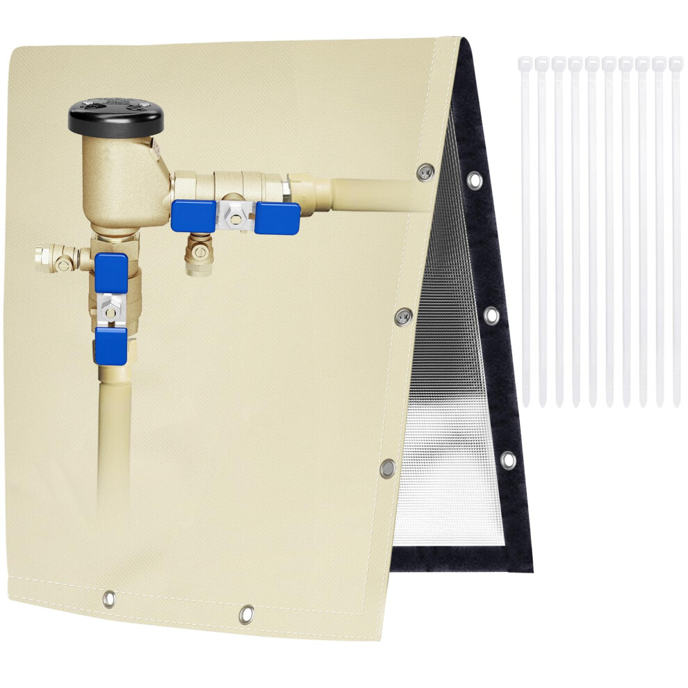 Backflow Preventer Insulation Cover 17X21in Weatherproof Oxford Fabric For Winter Freeze Protection 9094768199565