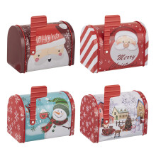 4 PCS Christmas Cookie Tins with Sealed Lid, Mini Mailbox Candy Storage Boxes, Festive Tinplate