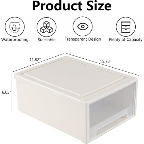 4Pack 19 Quart Stackable Plastic Storage Drawers with Clear Front and Secure Buckle Design 1
