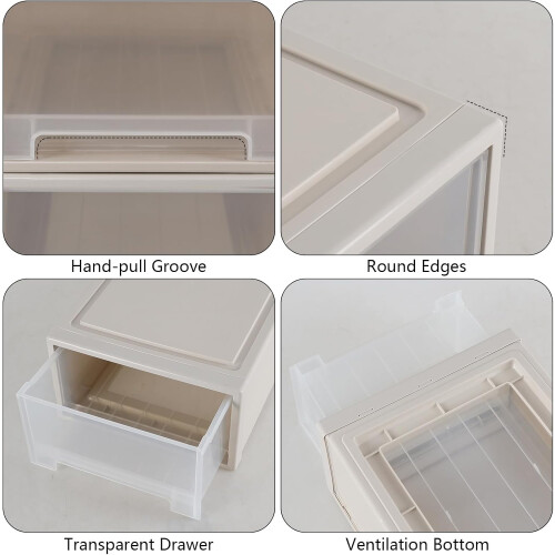 4Pack 19 Quart Stackable Plastic Storage Drawers with Clear Front and Secure Buckle Design 2