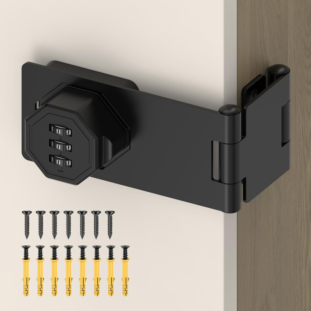 Combination Cabinet Lock Zinc Alloy 3Digit Keyless Security With 90 Degree Dual Installation For Office Drawer Locker Cupboard Black 9187378092255