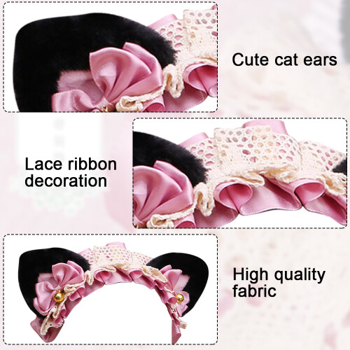 Χαριτωμένη κορδέλα Lolita Ribbon, αφράτα αυτιά γάτας για κορίτσια και γυναίκες, κομψό 2