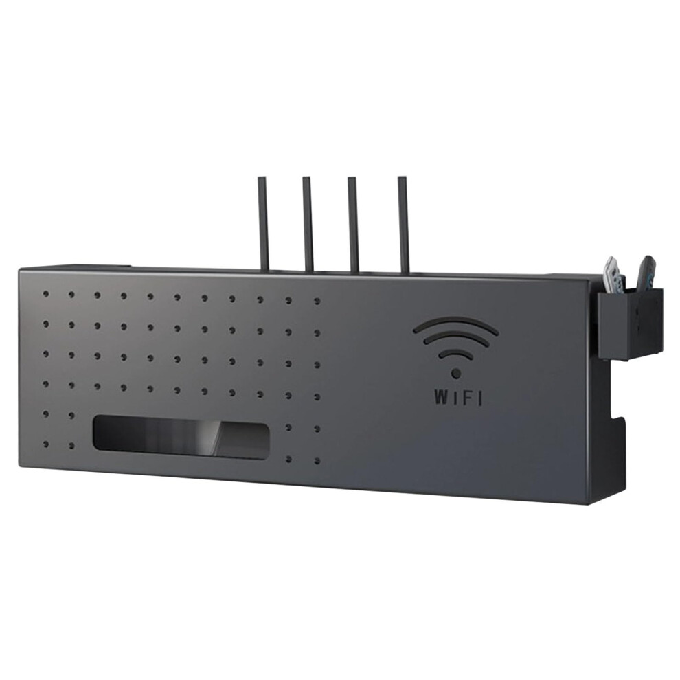 Wifi Router Wall Mount Shelf With Steel Storage Box And Cable Organizer, 40Cm Spacesaving Design 9094768200209