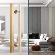 Gold Stainless Steel Barn Door Handle 59 Inch H Shape Double Sided Sliding Door Pull for Glass Patio