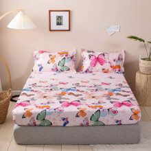 Polyester Fitted Sheet 150x200x25cm Soft Breathable Cartoon Print for Kids Mattress Protector