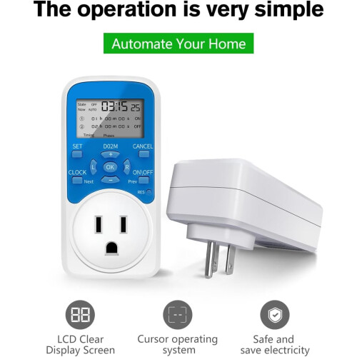 Programmable Timer Outlet with Seconds Setting, 30A Heavy Duty Digital Plug Timer for Pumps 1