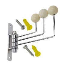 Wall Mounted Coat Rack with 360 Swivel Stainless Steel Hooks and Wooden Base for Hats Bags Belts