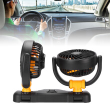 2-Speed Portable Car Fan with Dual Head, Quiet RV SUV Truck Cooling