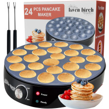 24Hole Mini Pancake Maker Nonstick Electric Griddle with Adjustable Heat for Breakfast and Snacks
