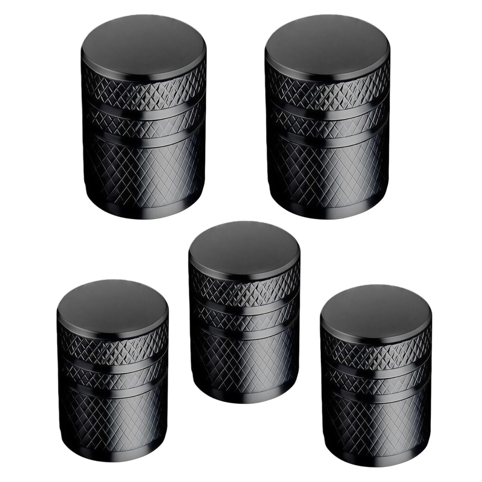 5 Pcs Tire Valve Stem Caps Universal Anodized Aluminum, Corrosionresistant For Cars Bikes Motorcycles Trucks Suvs (Black) Black 9187378097182