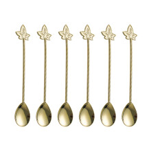 Pack of 6 Retro Artistic Design Stirring Spoons Crafted-gold