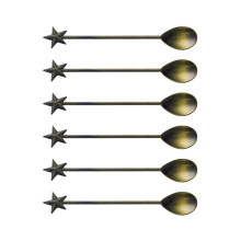 6Pcs Zincs Alloys Coffee Dessert Spoon-Green and patina