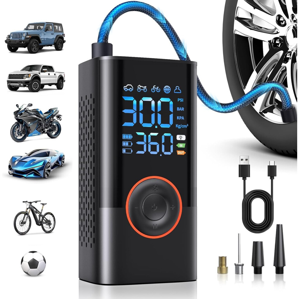 Portable Tire Inflator 150Psi Cordless Air Compressor With Digital Gauge Fast Inflation For Car Bike 9187378098202