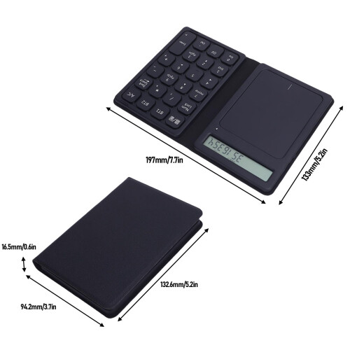 23 Keys Bluetooth Numeric Pad with Touchpad & Calculator, Foldable, Black 1