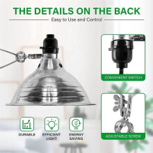 Lampada Riflettore con Morsetto 8,5 Pollici Riflettore Alluminio Regolabile Paralume Rettili e Animali Domestici Lampada Riscaldante per Terrari