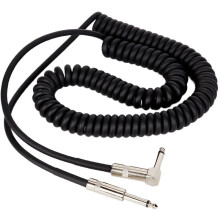 Cabo Espiralado de 5 M para Instrumento, Reto/Angular, Antirruído, Conector Macho de 6,35 mm para Macho, para Guitarra e Baixo, Cabo Universal.