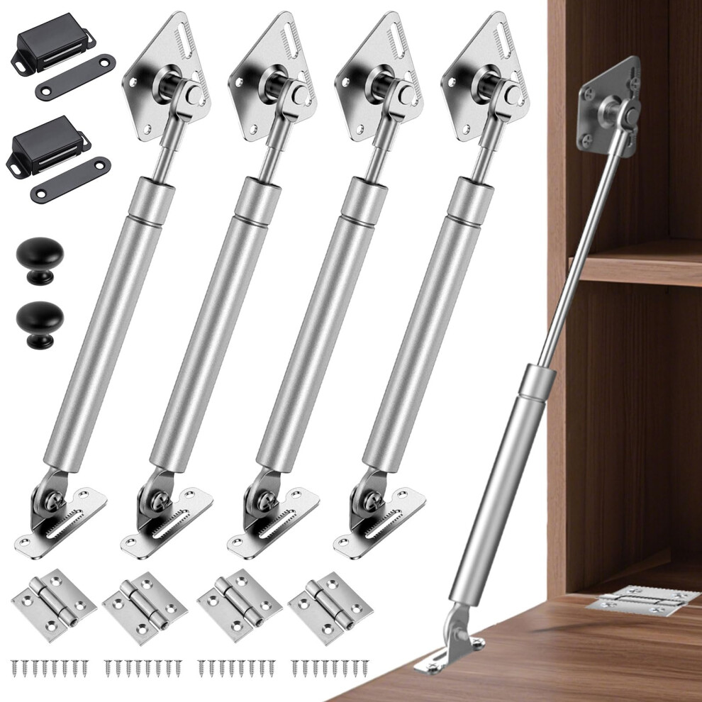 Cabinet Gas Strut Hinge 100N Soft Close Hydraulic Drop Front Desk Support 4 Pack Silver 9187378101841