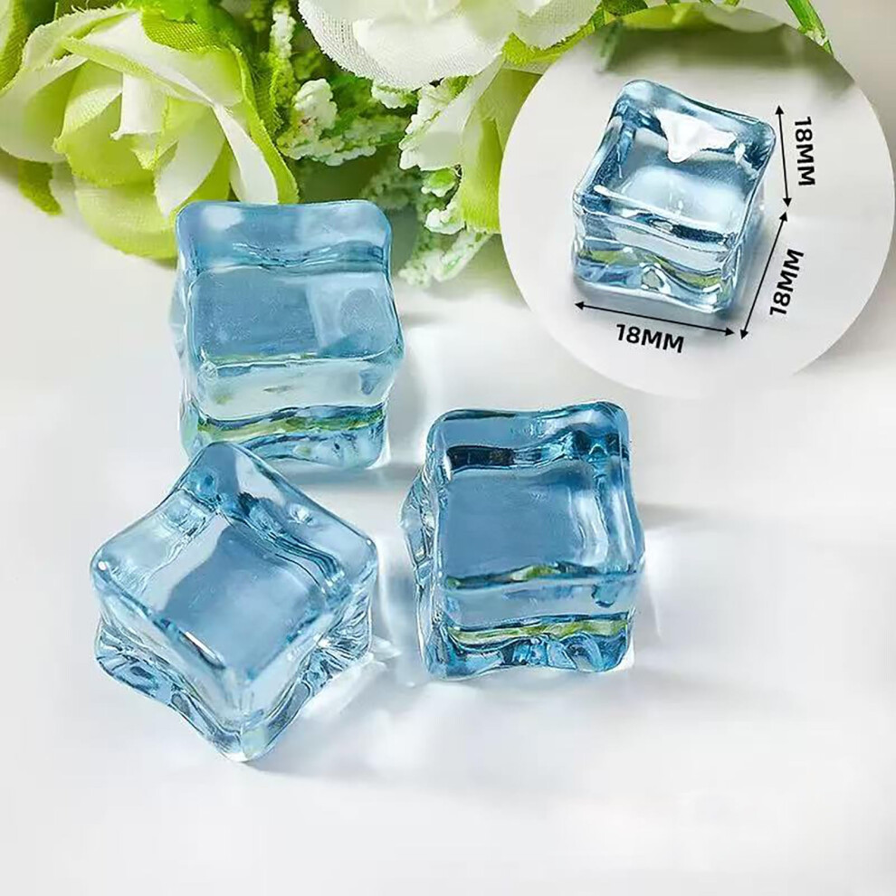 100 Pcs Acrylic Ice Cubes Fake Ice Cubes For Vase Fillers Photography Props Reusable Decor Blue 9187378101995