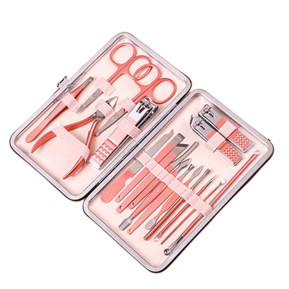Pink Manicure And Pedicure Set 18Pcs Allinone Nail Care Kit With Precision Trimming Tools