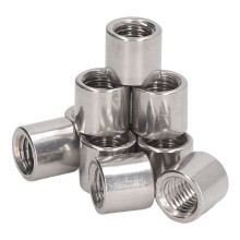 Stainless Steel M10x1.5 Round Connector Nut 14mm Threaded Sleeve Rod Coupling