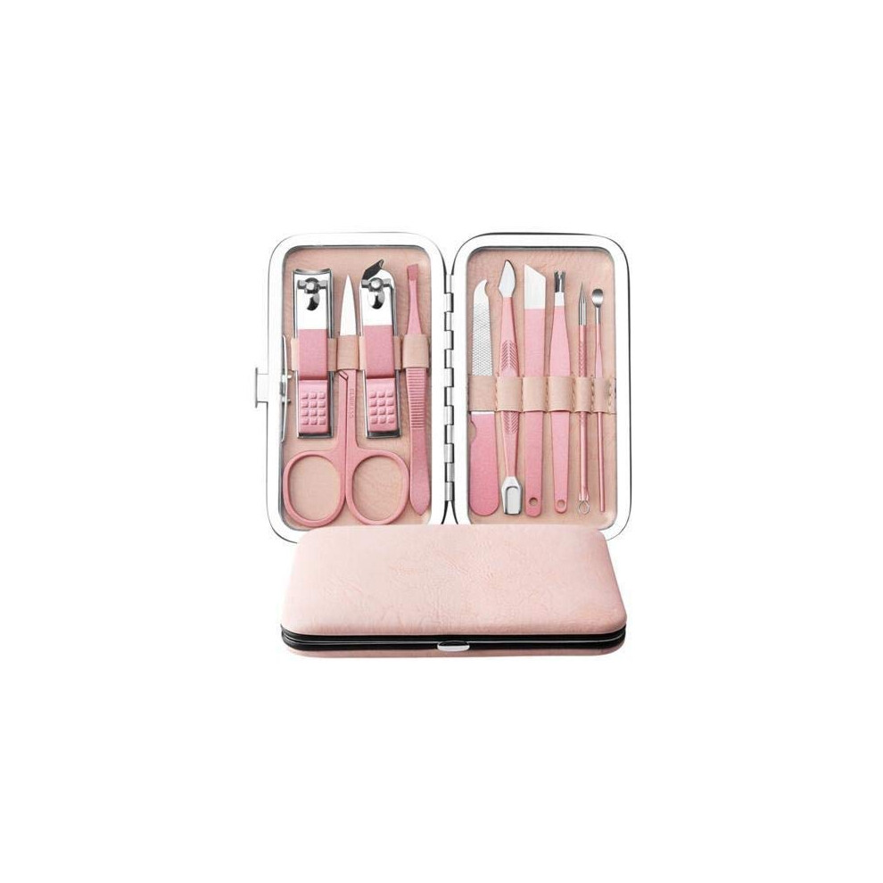 Manicure Pedicure Set 10Pcs Stainless Steel Nail Clipper Kit with Case for Travel and Grooming