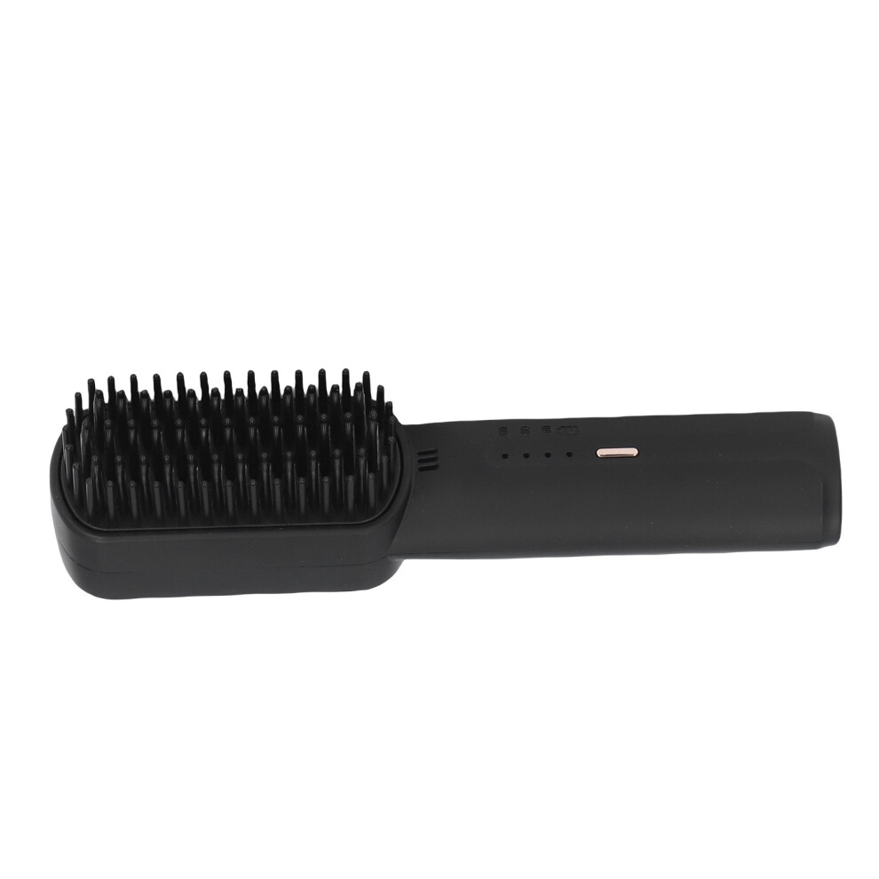 Black 2500Mah Portable Hair Straightener Brush, 3-Level Temp,