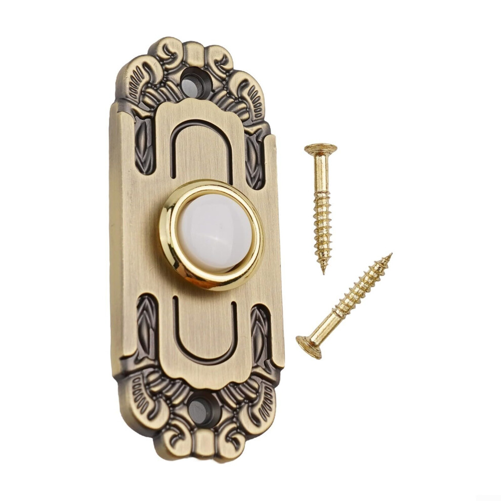 Antique Bronze Wired Doorbell Push Button, Vintage Style Lighted Weatherresistant Metal 9187378105702