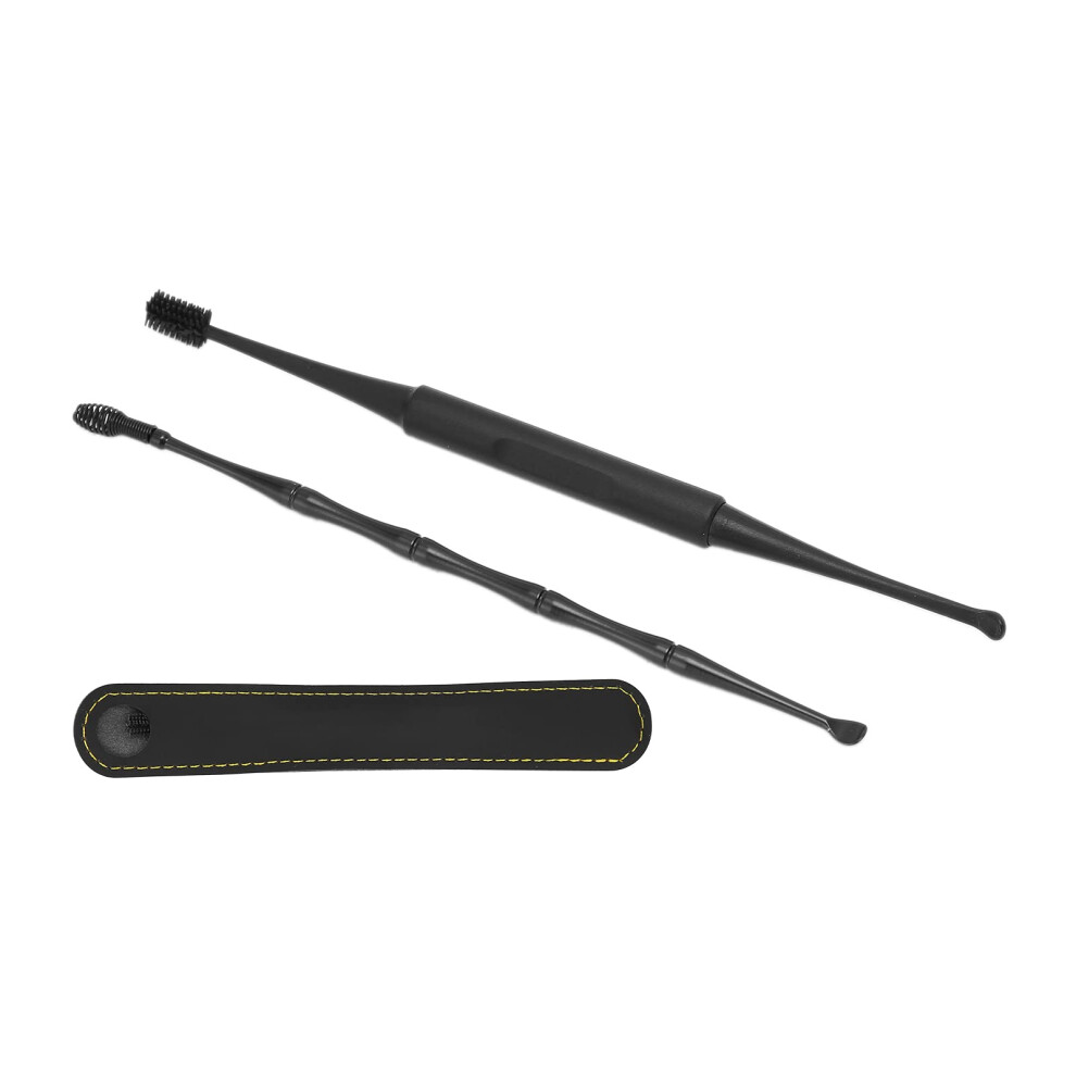 Ear Cleaner Set with DualHead Design and Metal Ear Wax Removal Tools for Travel (Black)