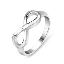 Hypoallergenic Jewelry for Women, Cubic Zirconia Accent Stackable Wedding Bands with 925 Sterling Silver, Infinity Promise Ring Tarnish-Free Design, R