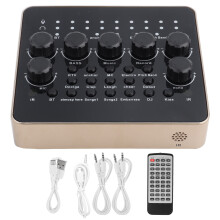 Live Sound Card with DJ Mixer Effects Voice Changer Podcast Production Bluetooth Wireless Accompaniment DSP Noise Reduction Chip Multi-Platform Live