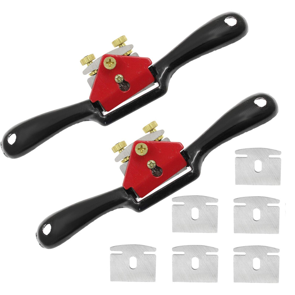 8.5 Inch Adjustable Woodworking Spokeshave Set With Replacement Blades, Durable Allmetal Hand Plane 9187378107034