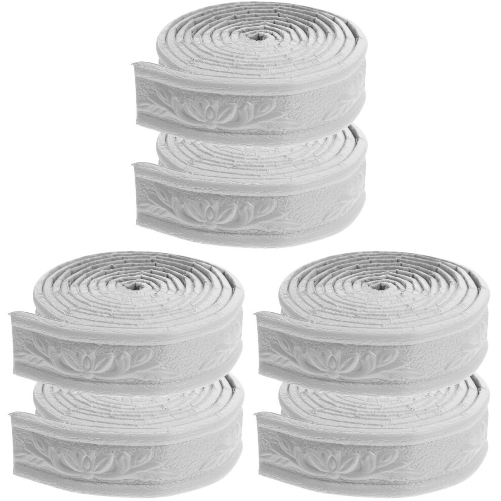 6Pcs Peel And Stick Crown Molding Trim, Self Adhesive 3D Wall Border, Flexible Foam, White 9187378107133