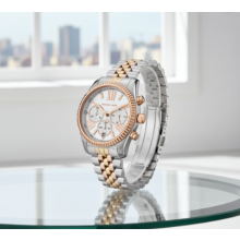Michael Kors Lexington Señoras Reloj Cronógrafo Tri Tono Pulsera Plata Dial MK5735
