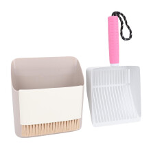 Edelstahl-Katzenstreuschäufchen mit Halter-Set, 27,5 x 14 cm